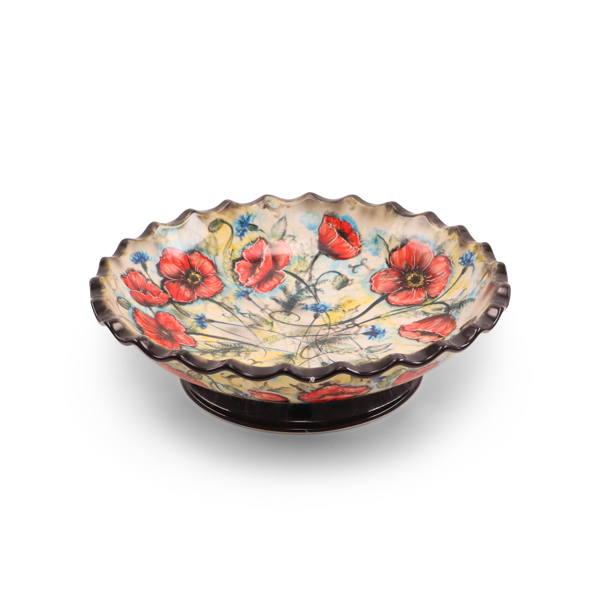 15.5"x4" Scallop Pedestal Bowl MP.Pattern: Maki