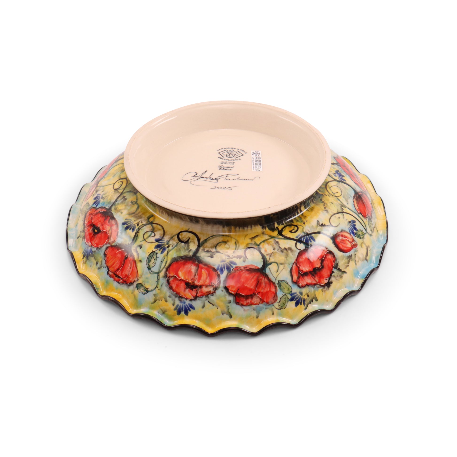 15.5"x4" Scallop Pedestal Bowl MP.Pattern: Maki