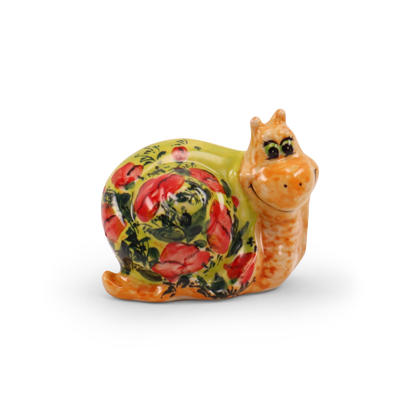 5"x4" Snail Figurine. Pattern: Poppy Field