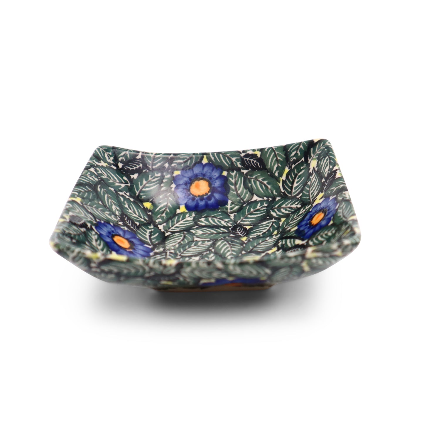 5"x5" Shallow Horn Bowl.Pattern: Green Charm