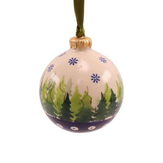 3.5" Round Ornament. Pattern: Forest Fir