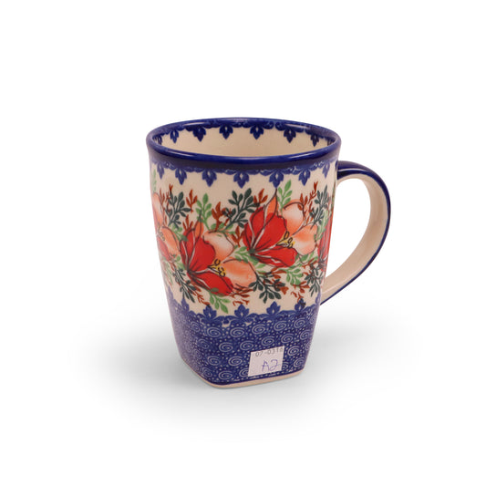 16oz Square Base Director Mug, Pattern: Hibiscus