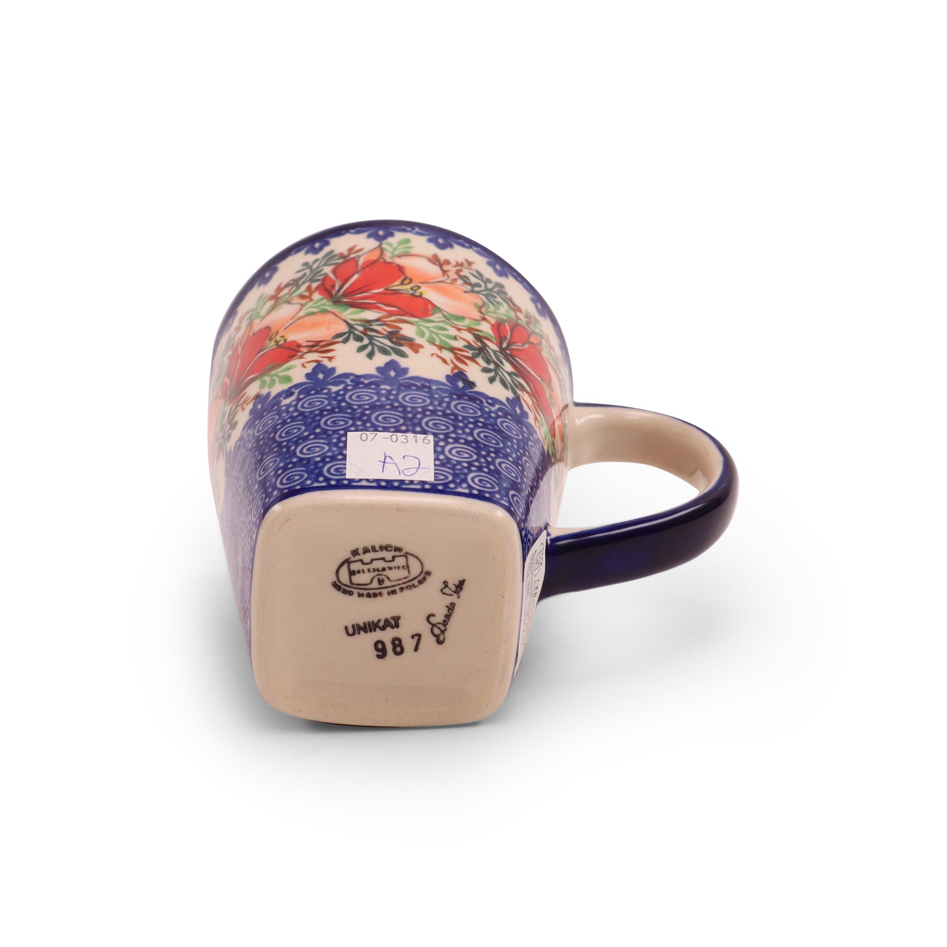 16oz Square Base Director Mug, Pattern: Hibiscus