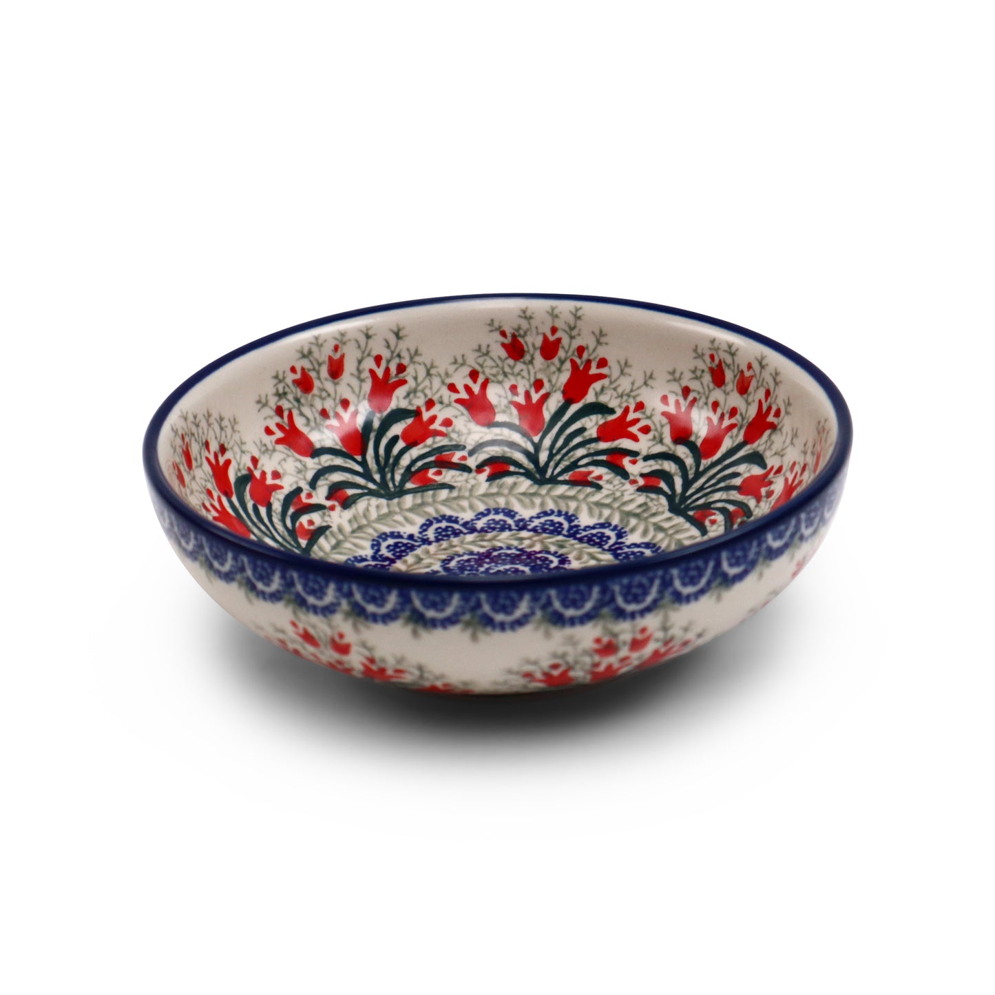 6.5"x3" Round Bowl.Pattern: Crimson Bells
