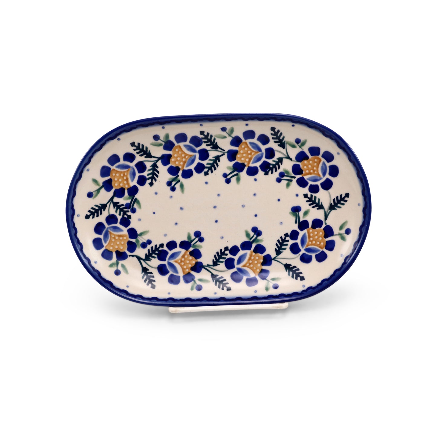 9"x6" Oval Tray.Pattern: Folk Daisy