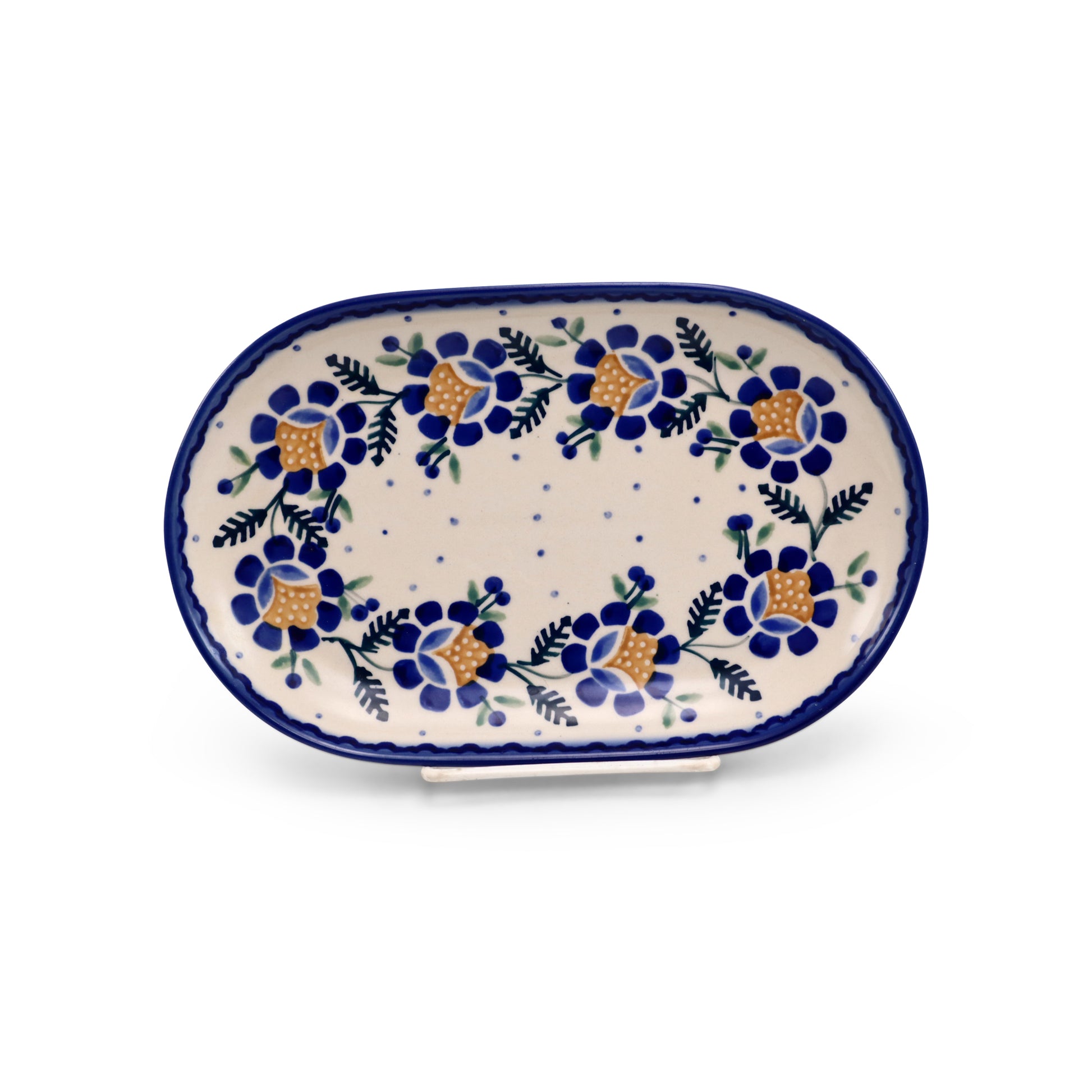 9"x6" Oval Tray.Pattern: Folk Daisy