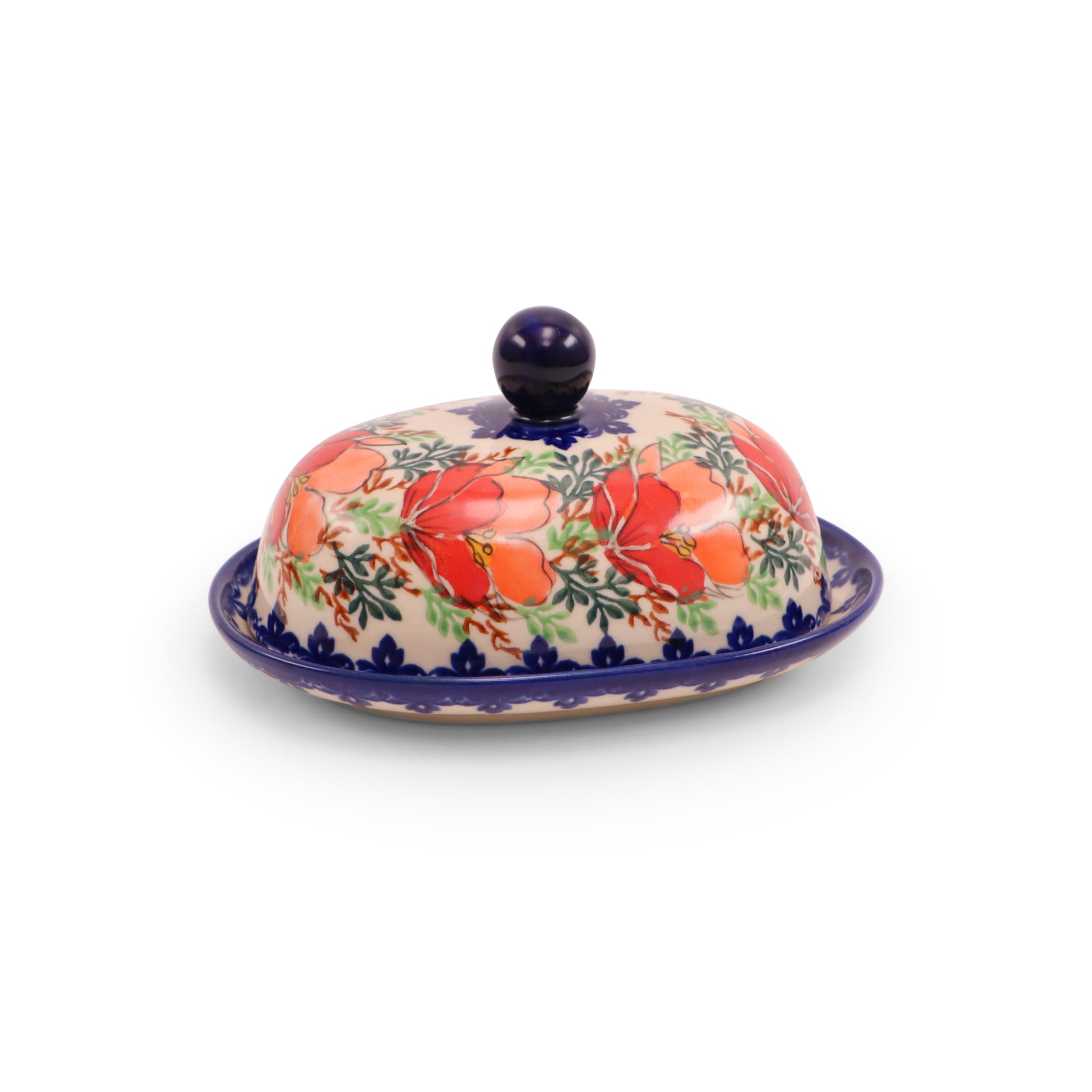 6.5"x5"x.5" Butter Dish, Pattern: Hibiscus