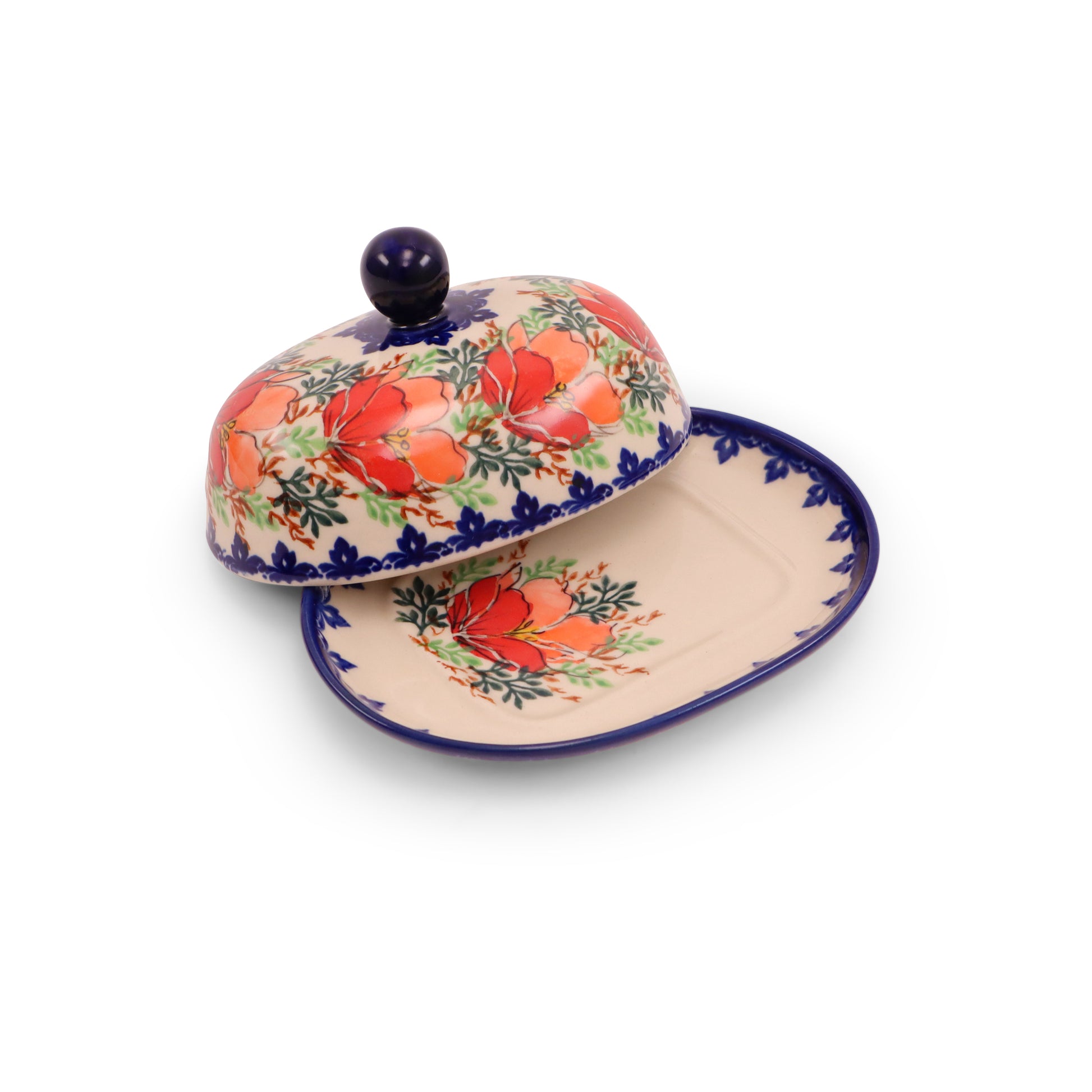 6.5"x5"x.5" Butter Dish, Pattern: Hibiscus