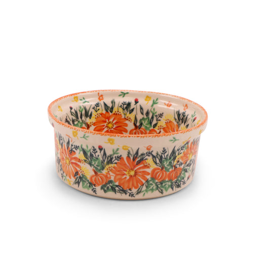 7" Souffle Dish. Pattern: Festive Fall