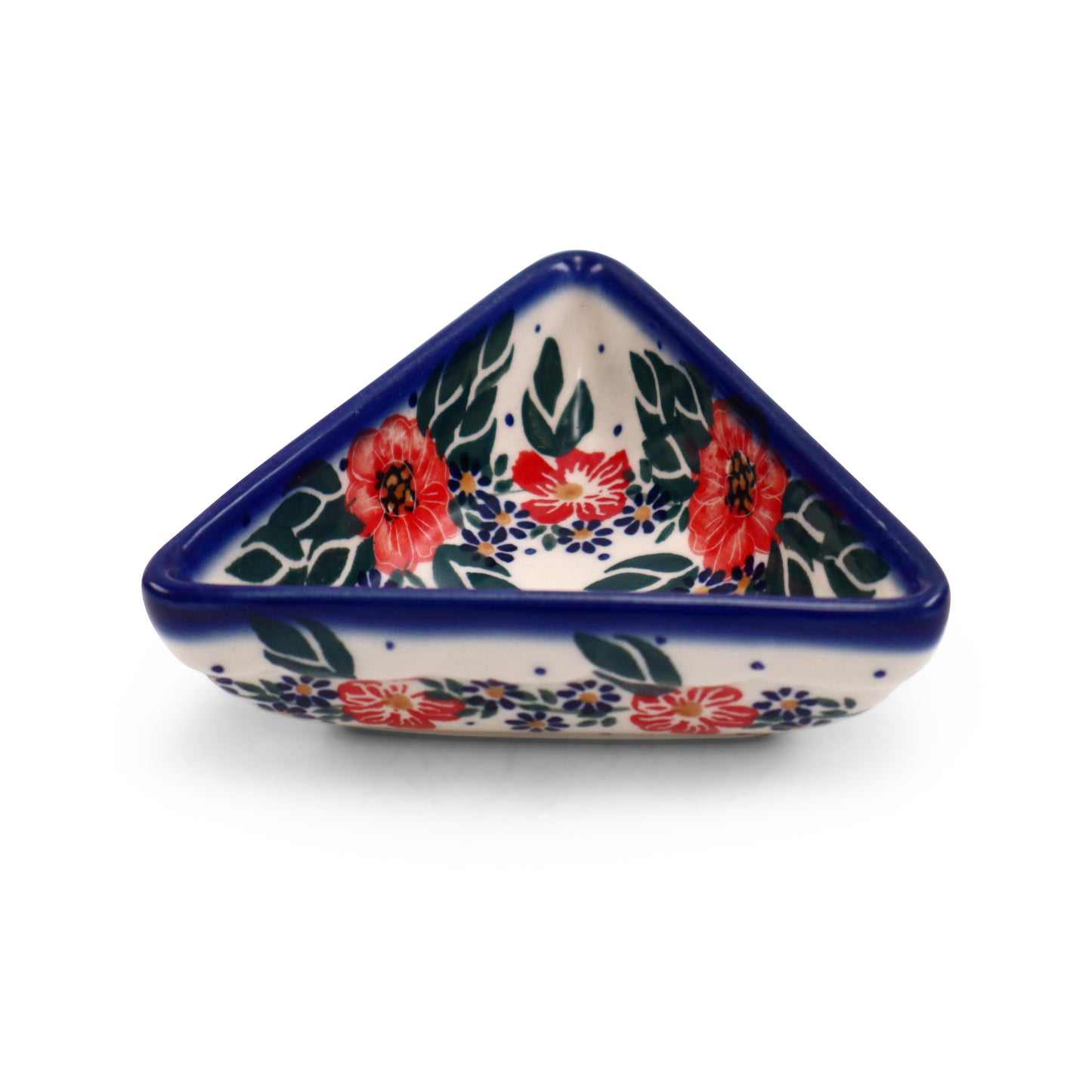 4.5"x4" Triangle Bowl.Pattern: Proud Poppy