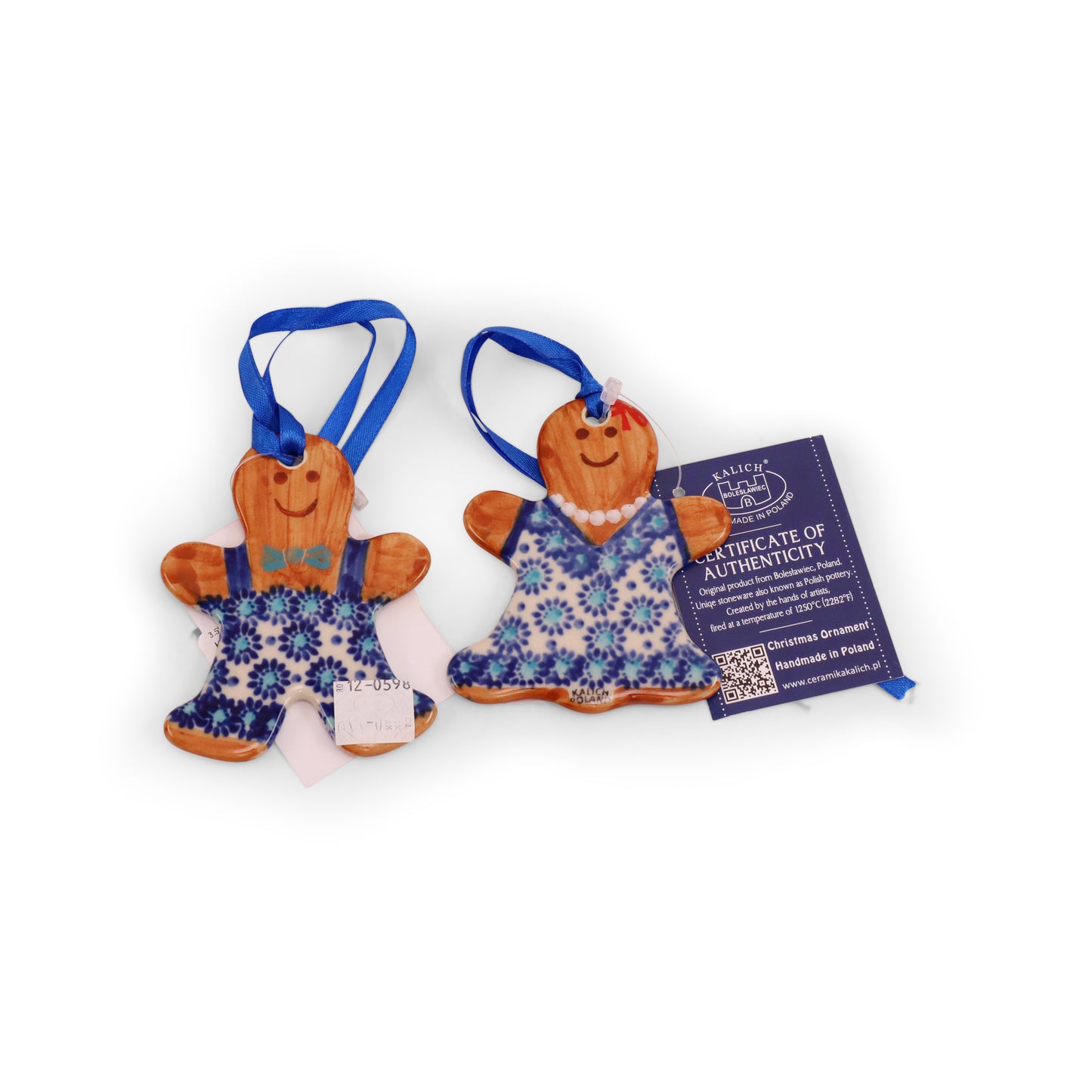 3.5"x3" Gingerbread Couple Ornaments, Pattern: Flower Power