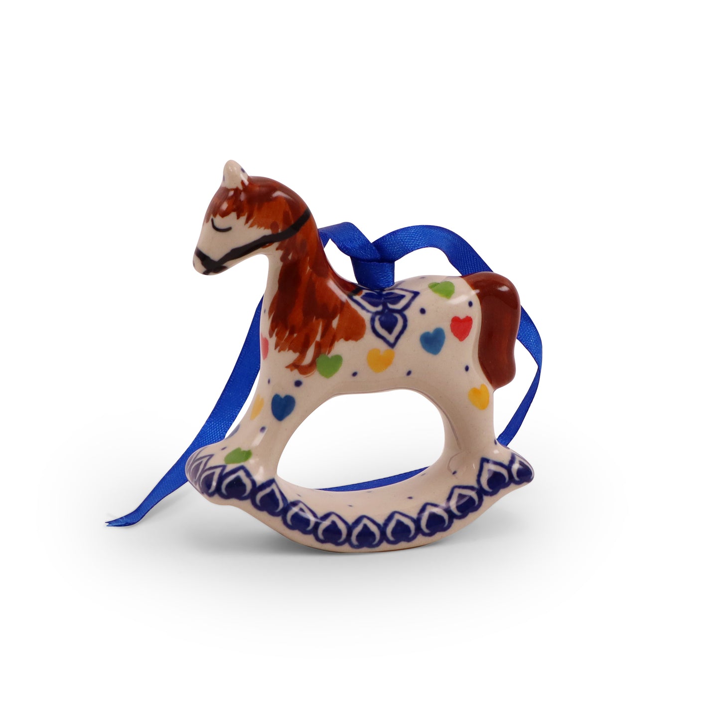 3"x3.5" Rocking Horse Ornament, Pattern: Hearts