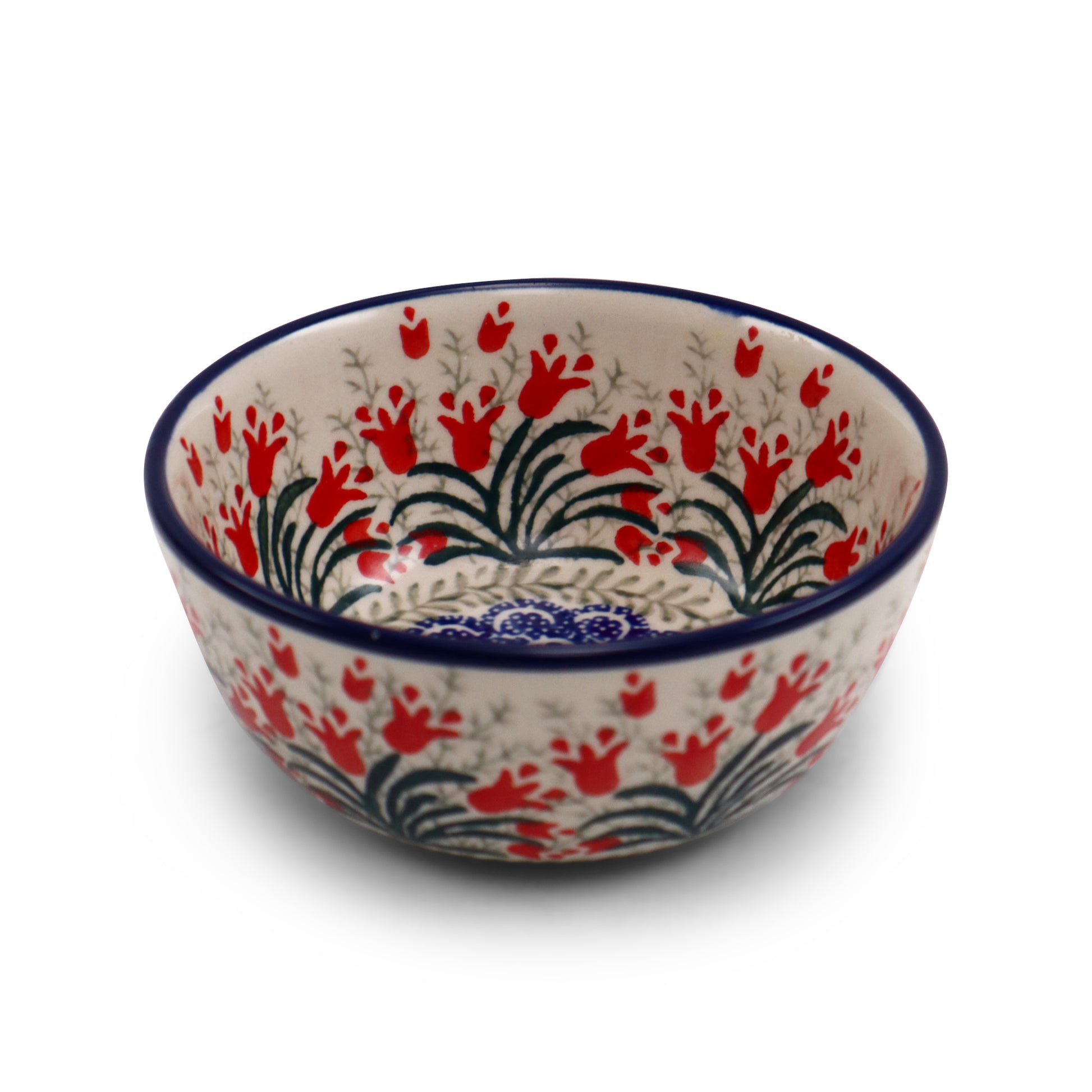 4.5"x5" Round Nesting Bowl.Pattern: Crimson Bells