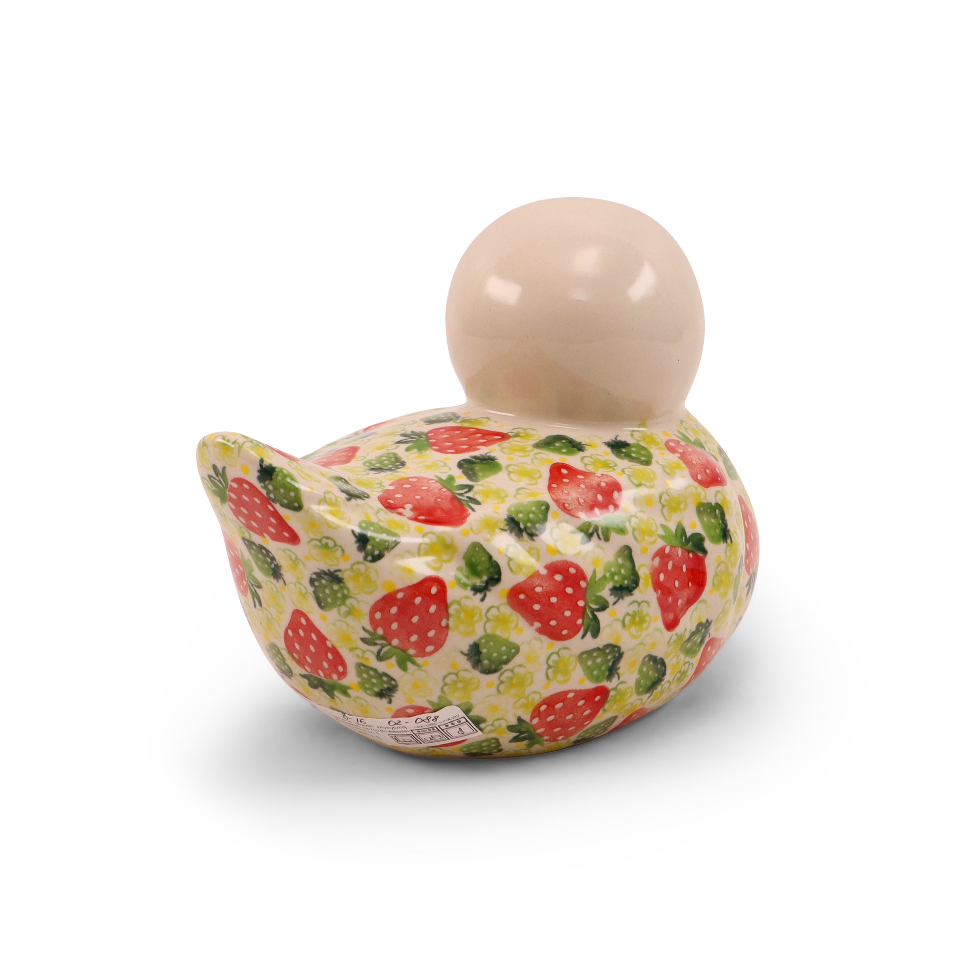 7"x6" Duck Figurine. Pattern: Strawberry Fest