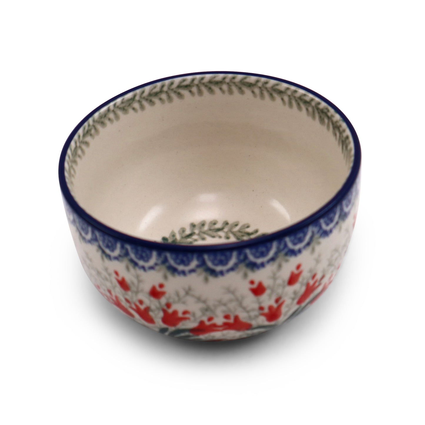 4"x2.5" Round Bowl.Pattern: Crimson Bells