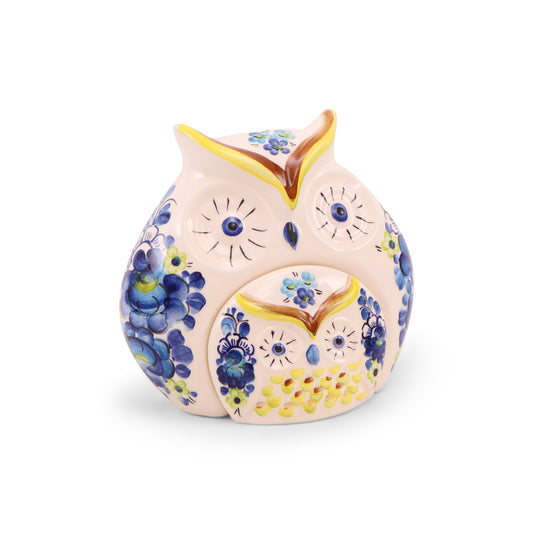 6"x5.5" Mother Owl Figurine. Pattern: Cobalt Key