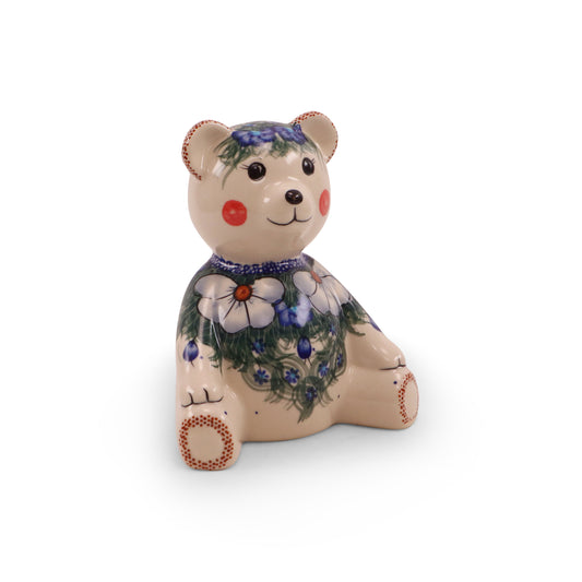 5.5"x7" Teddy Bear Bank. Pattern: Cool Blues