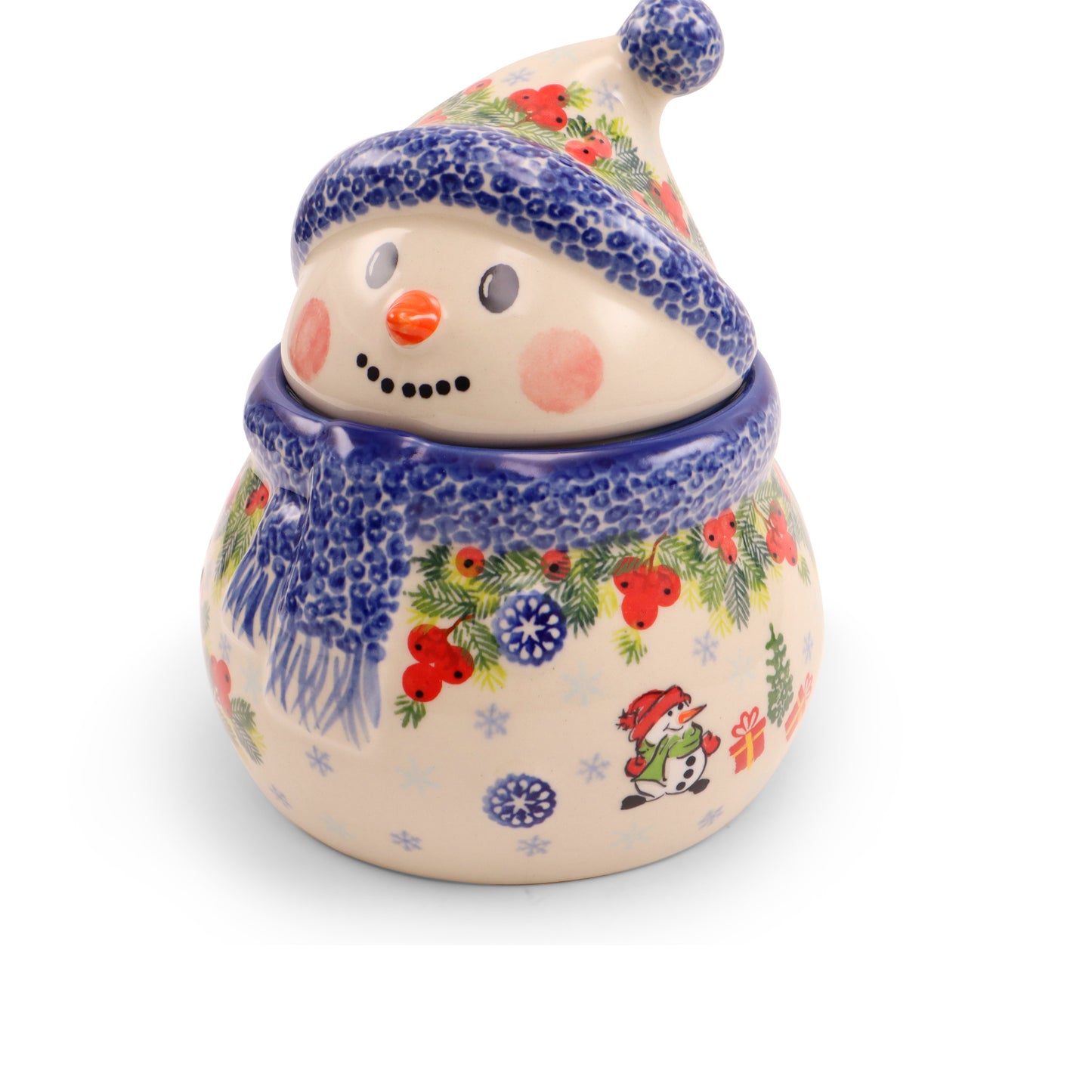 8"x7" Snowman Container. Pattern: Happy Time