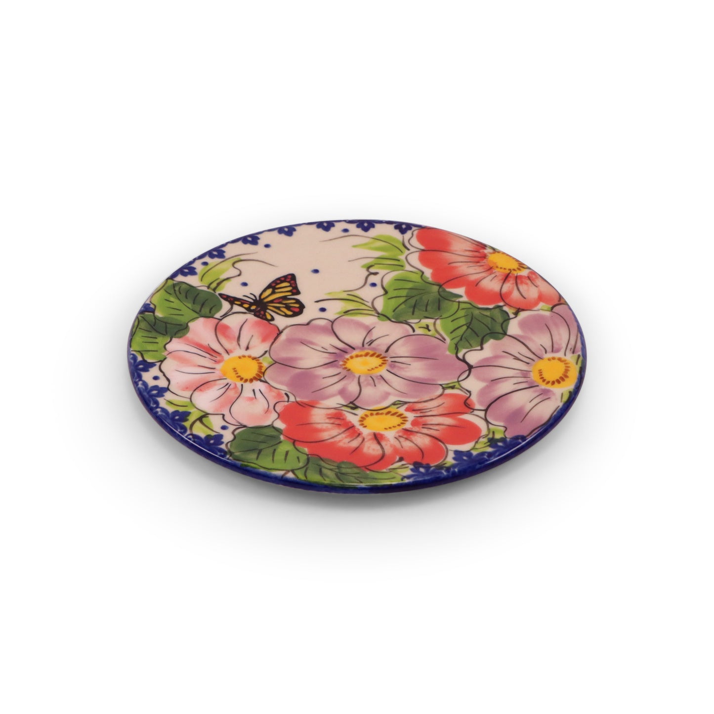 7" Round Trivet. Pattern: First Blush