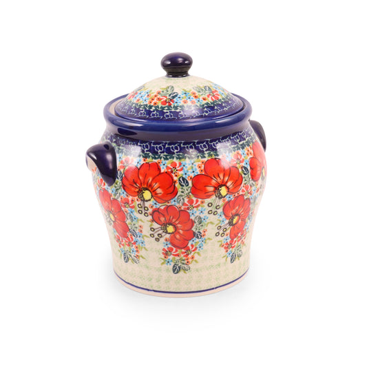 1.5L Canister with Lid. Pattern: Painted Poppy