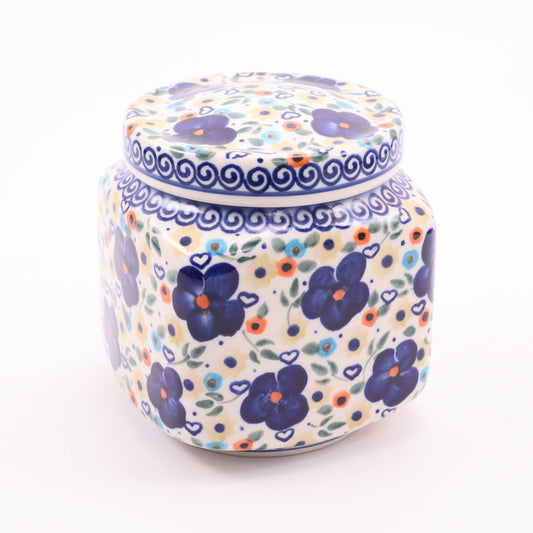 1L Medium Square Canister. Pattern: Pick a Posy