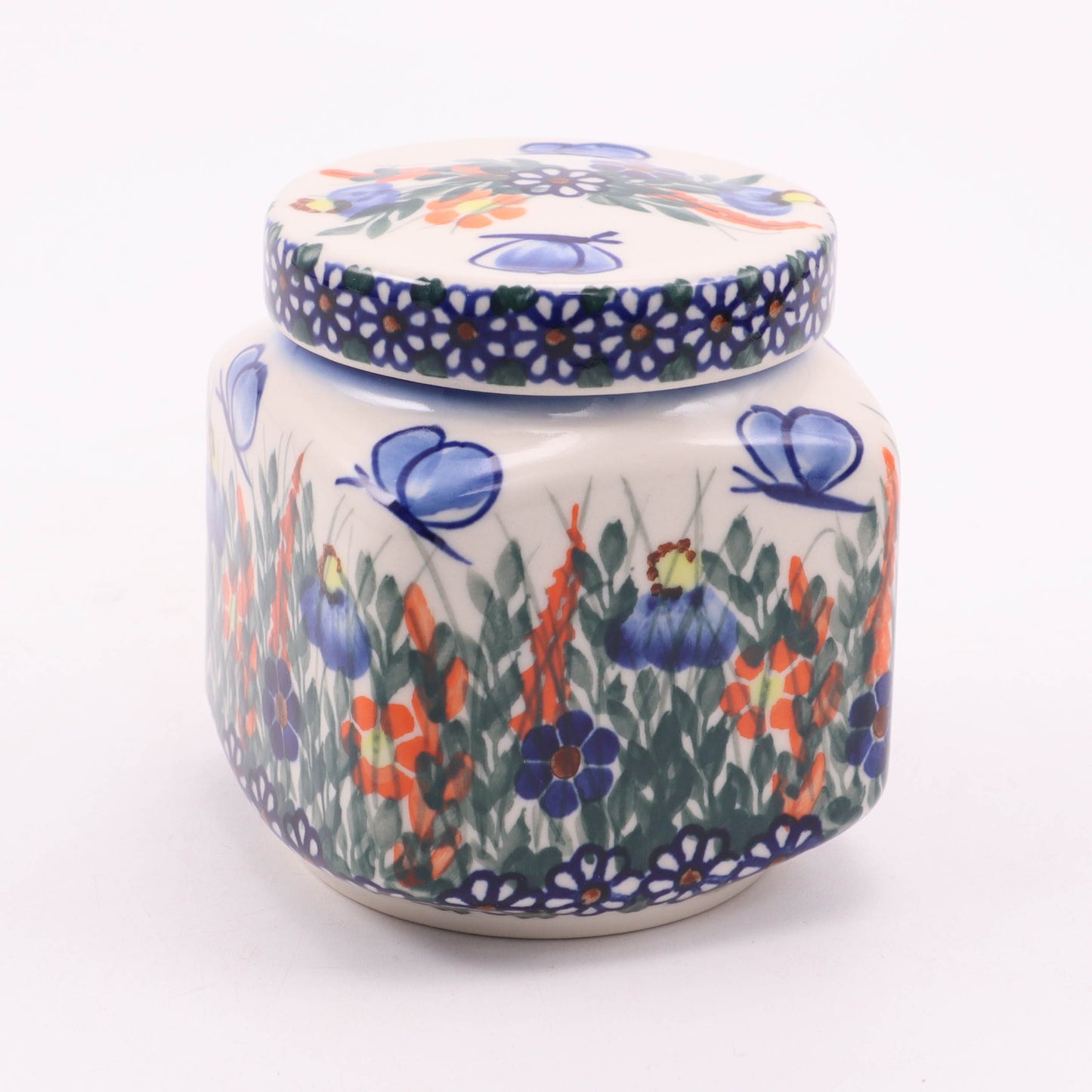 0.5L Small Square Canister. Pattern: Butterfly Dawn
