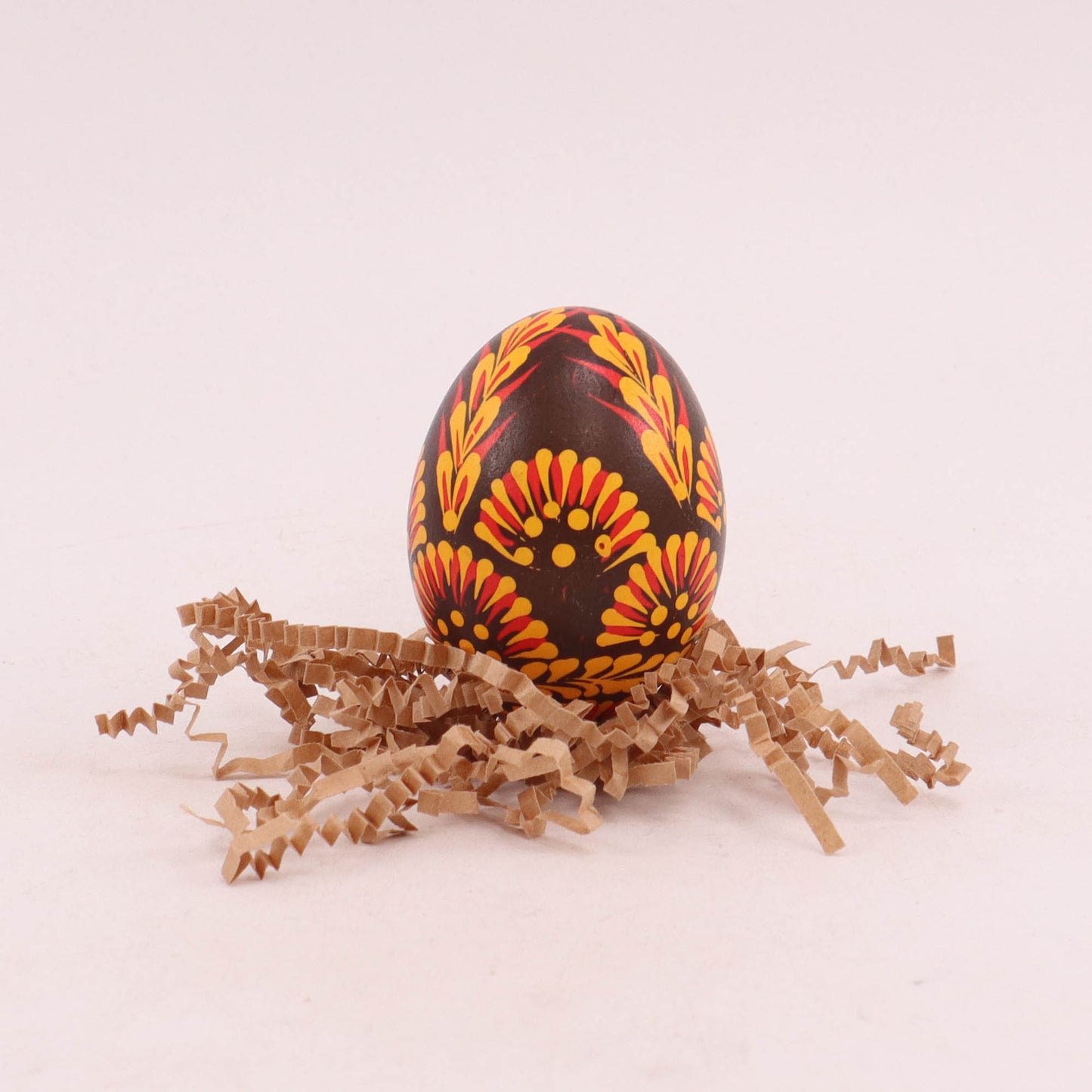 2"x2.5" Hand Painted Egg. Pattern: Red and Orange