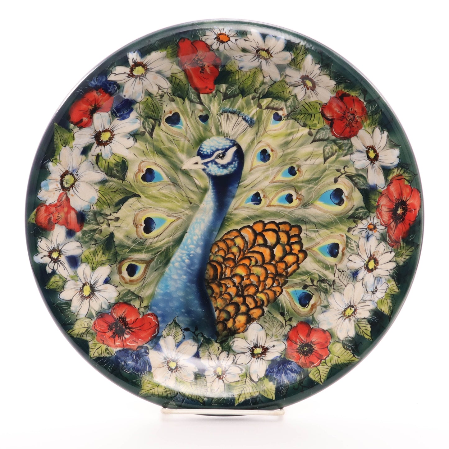 11.5" Masterpiece Plate. Pattern: Peacock Flowers