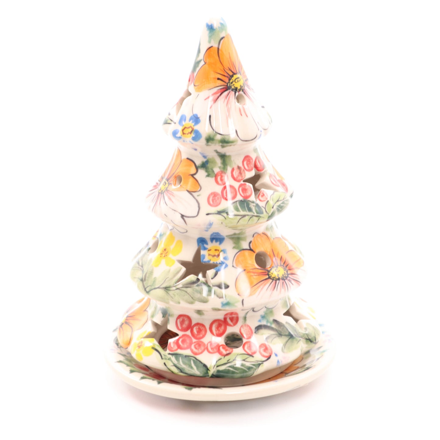 7.5"x5.5" Christmas Tree Tealight Figurine on Plate. Pattern:  A37