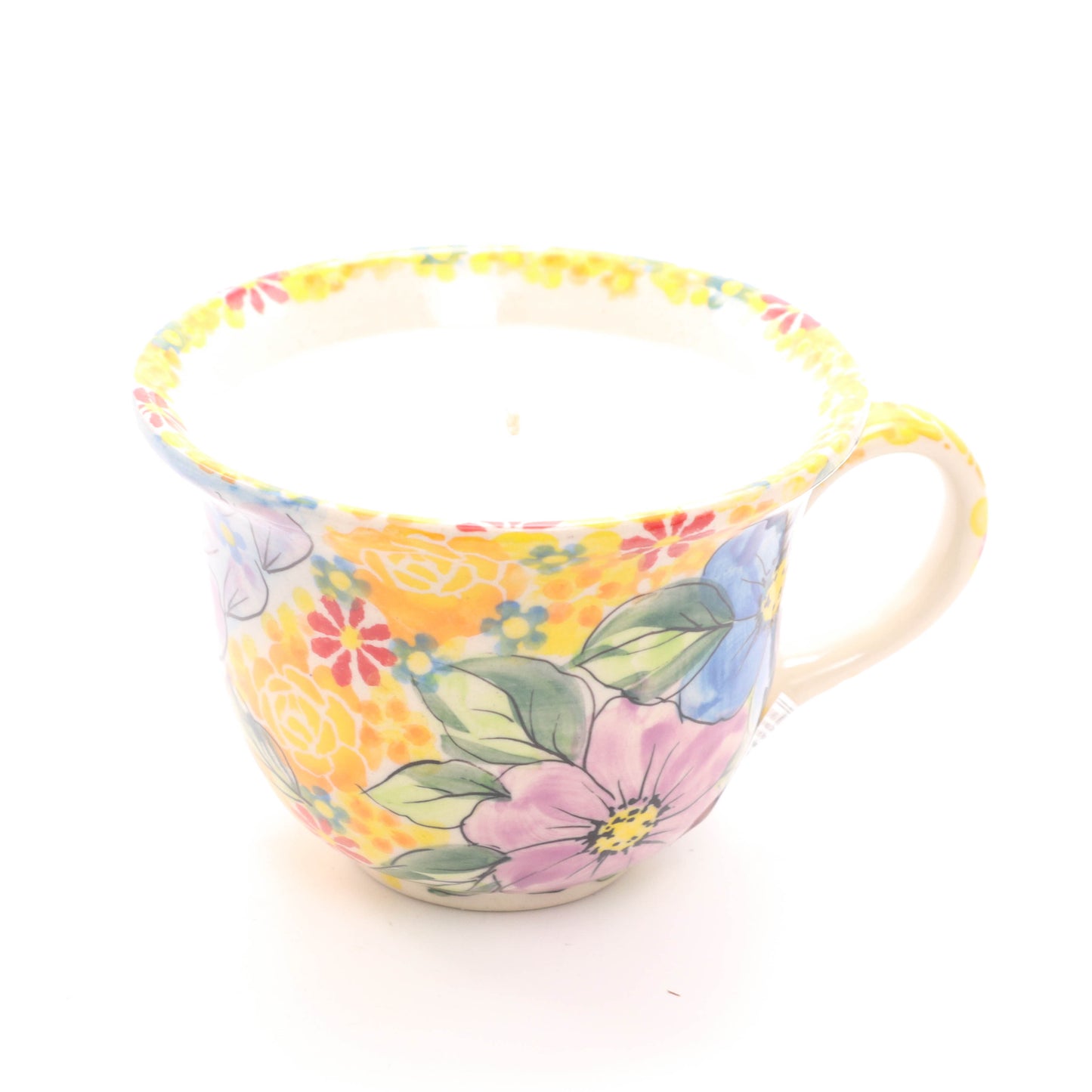 7oz Tea Cup Candle with Saucer. Pattern: A26. Scent: Dogwood Blossom