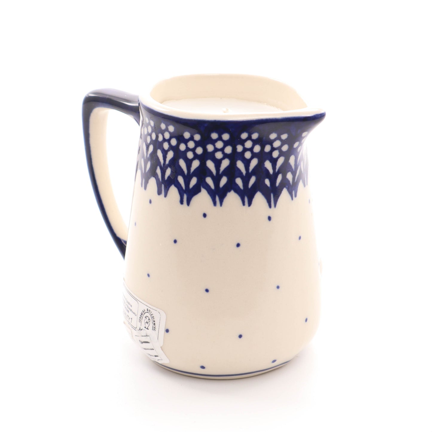 4" Candle in Creamer. Pattern: 053. Scent: Willow