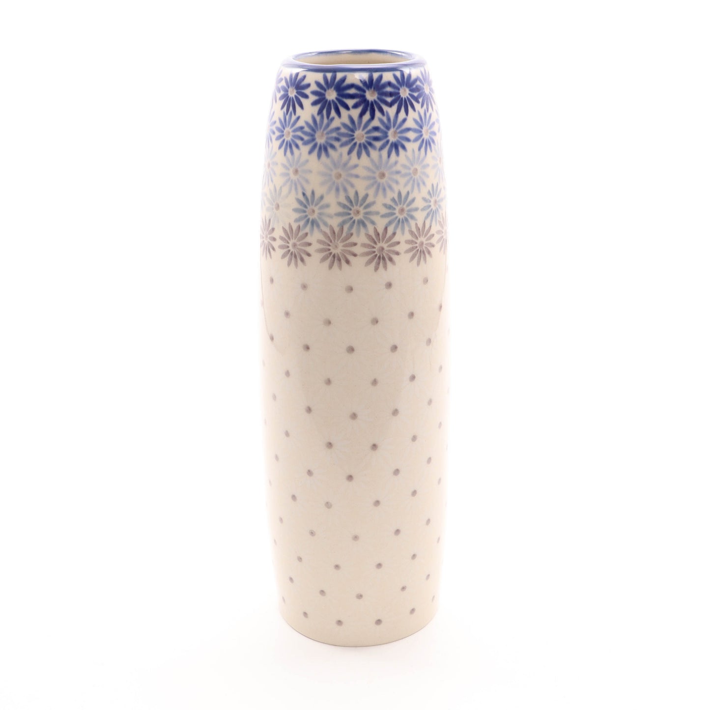 9.5" Skinny Vase.  Pattern: Fade to Greige