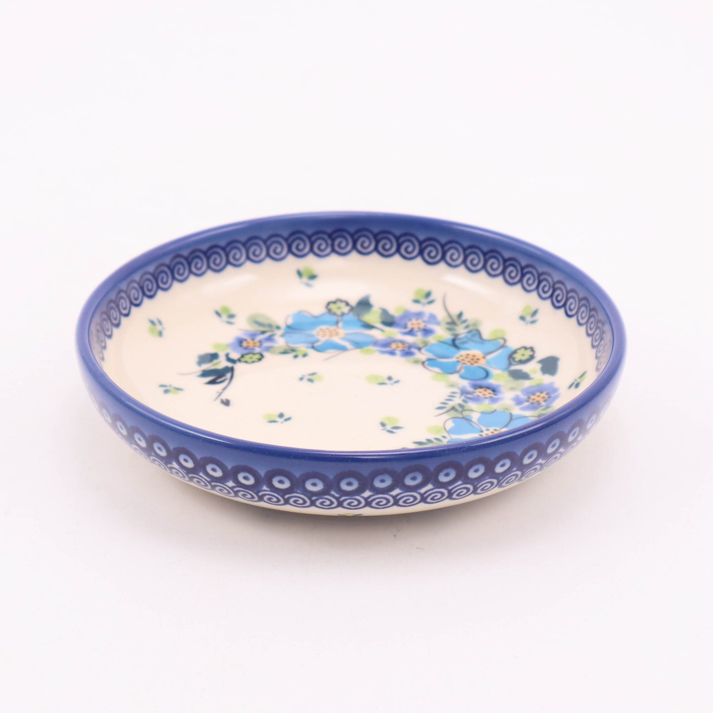5.5" Shallow Bowl. Pattern: Periwinkle Wreath