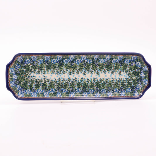 15"x5" Long Serving Tray .Pattern: Blue Buds