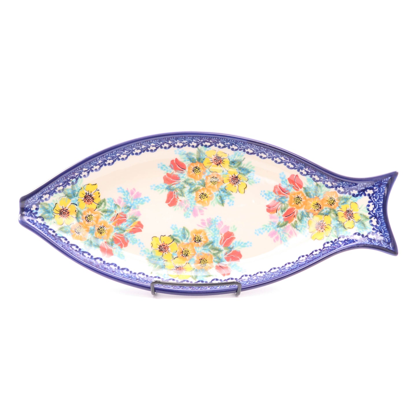 14"x7" Fish Platter. Pattern: Color Burst