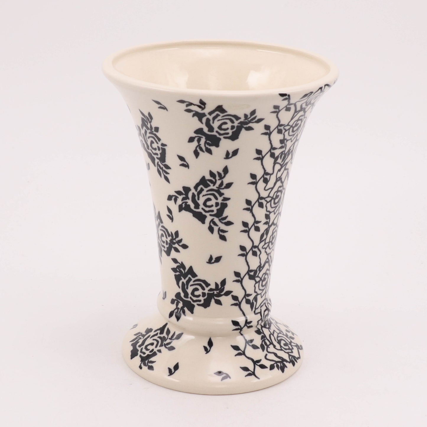 5.5"x7.5" Flared Vase. Pattern: Black Rose