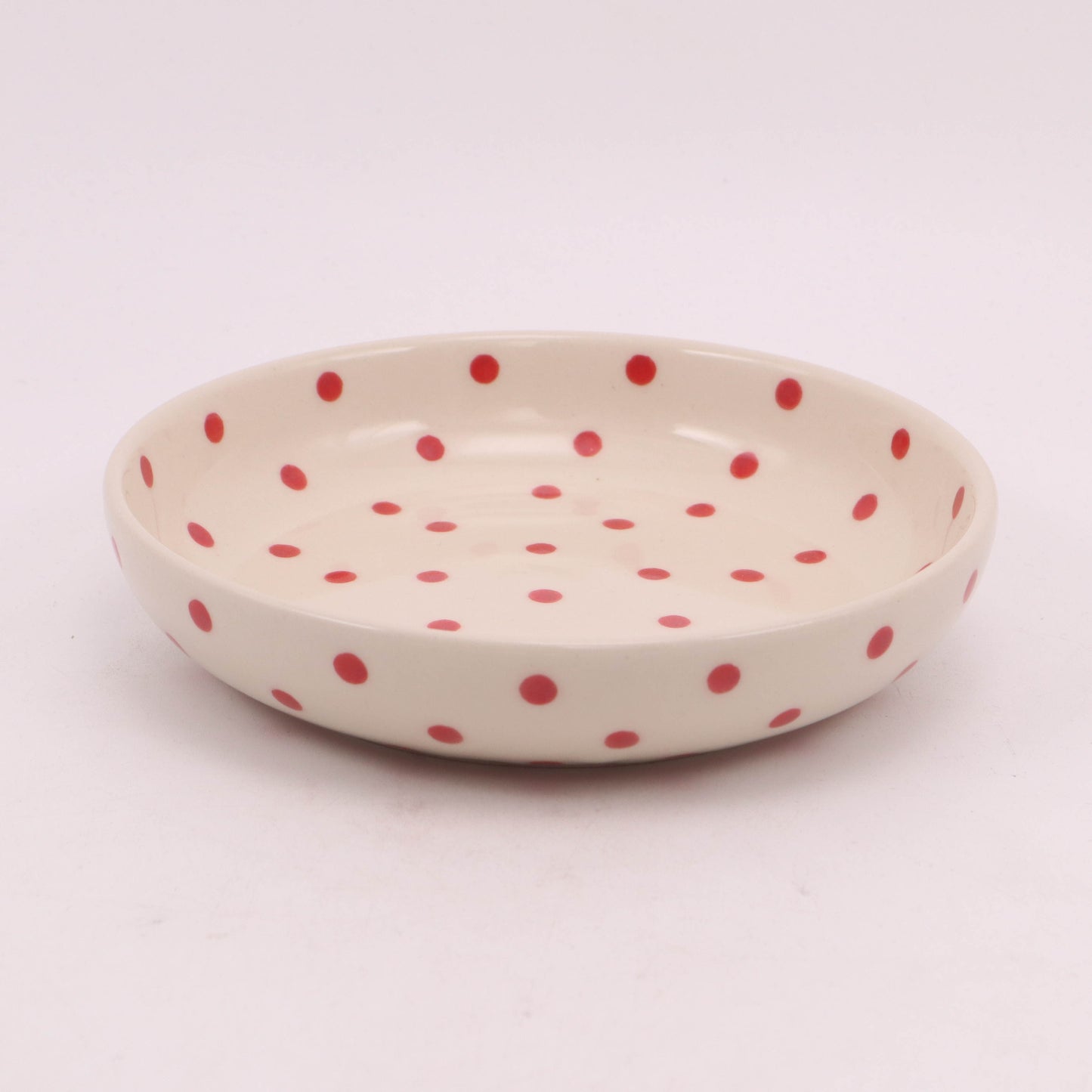 6" Shallow Bowl Pattern: Red Polka Dot