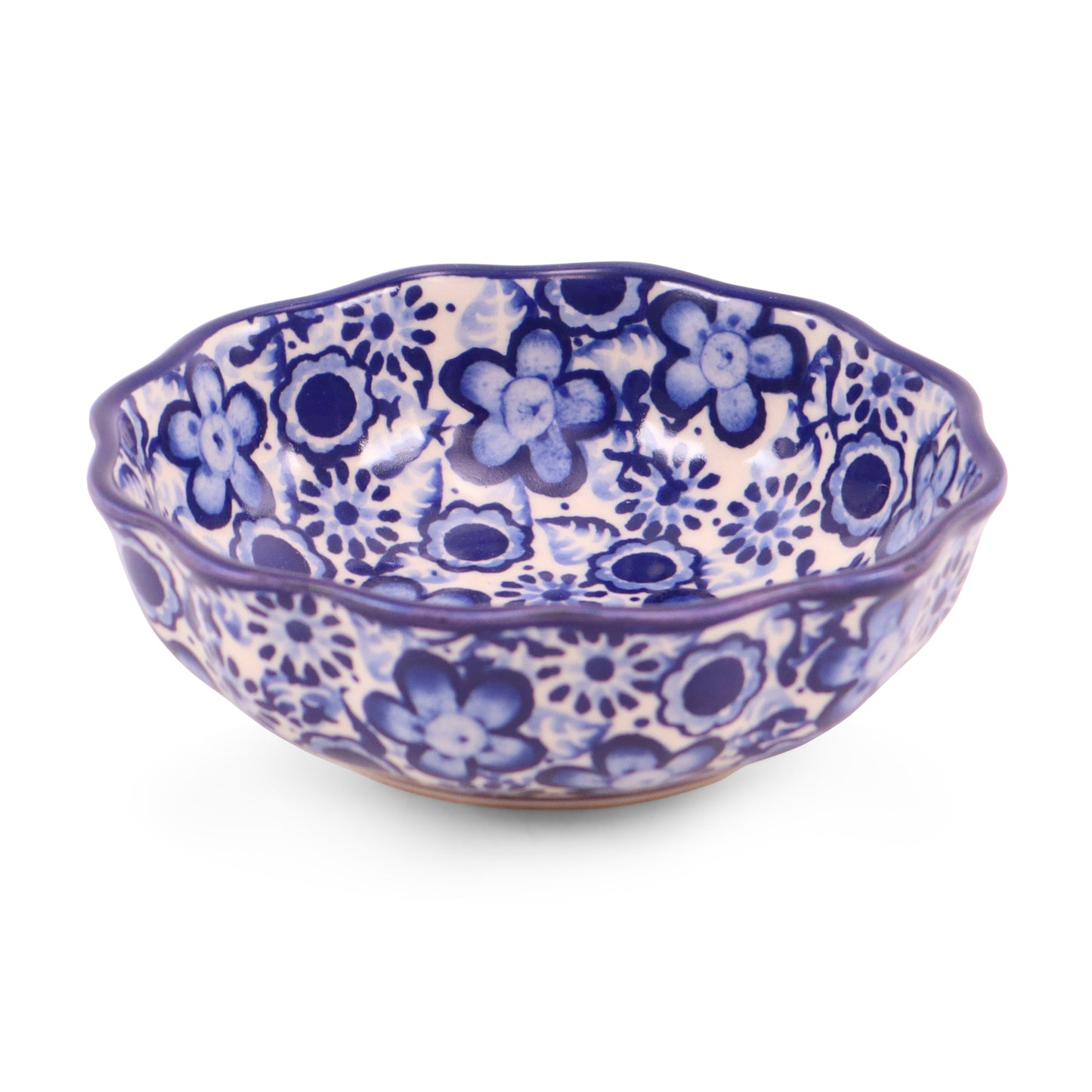 4.5" Waved Bowl. Pattern: Mazurek Blue