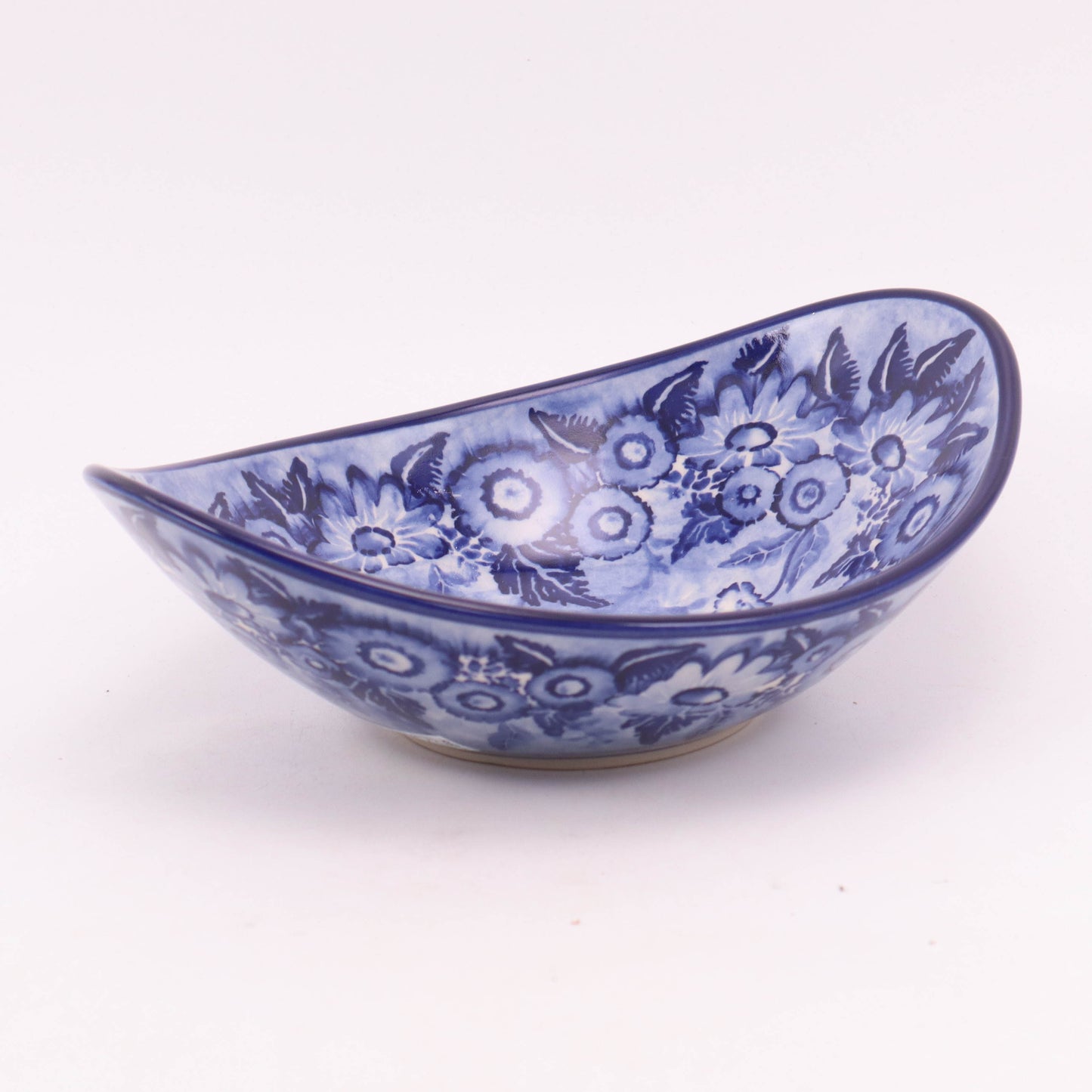 8.5"x6.5" Oblong Bowl. Pattern: Watercolor Blossoms
