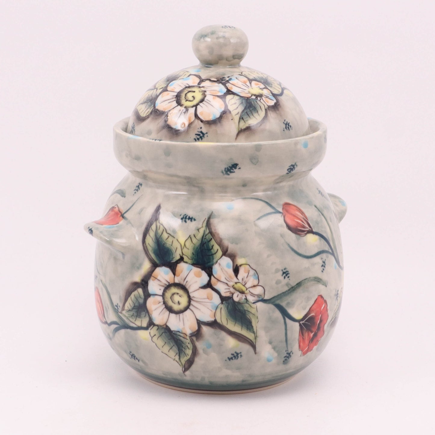 1.5L Container with Lid 2Q. Pattern: Red Poppy