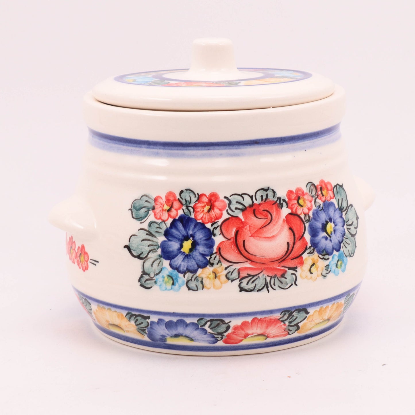 6"x5.5" Round Container with Lid. Pattern: Colorful