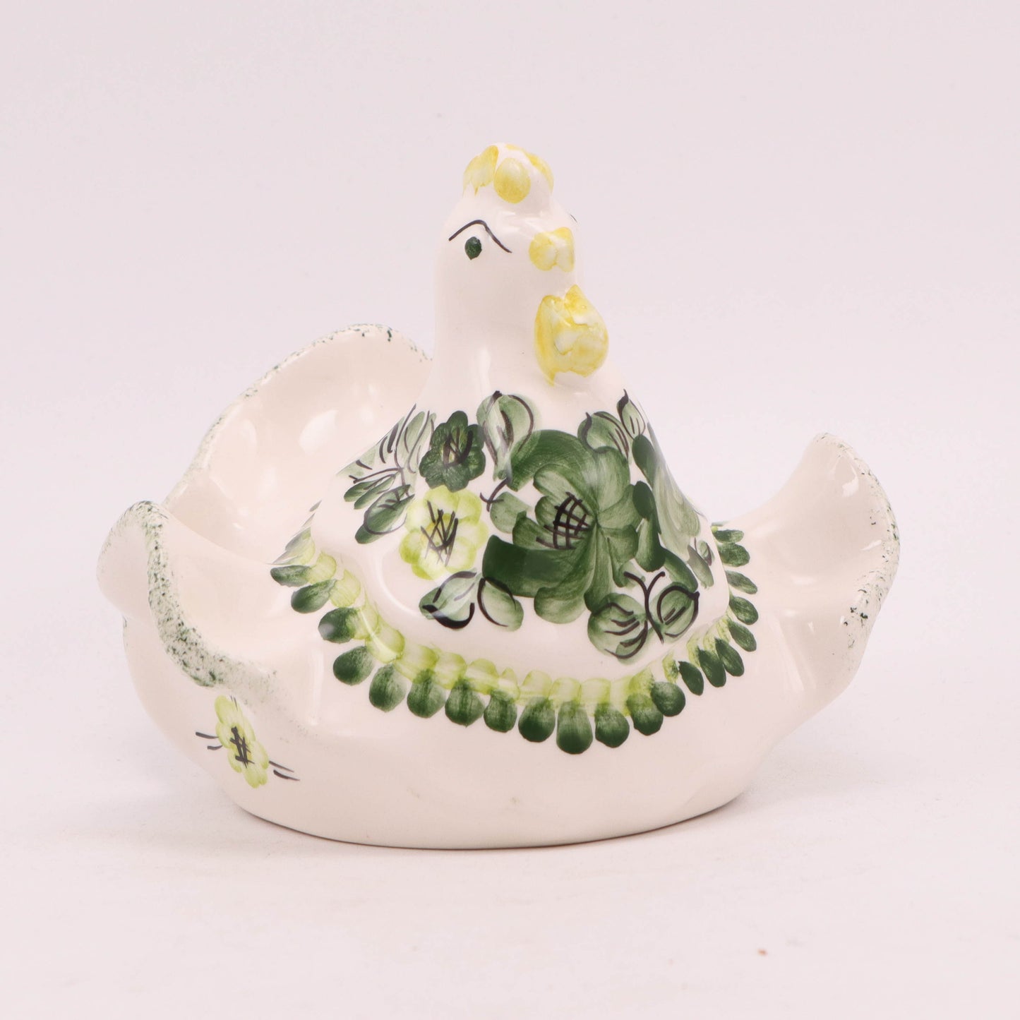 5.5"x4.5" Sitting Hen Figurine. Pattern: Green