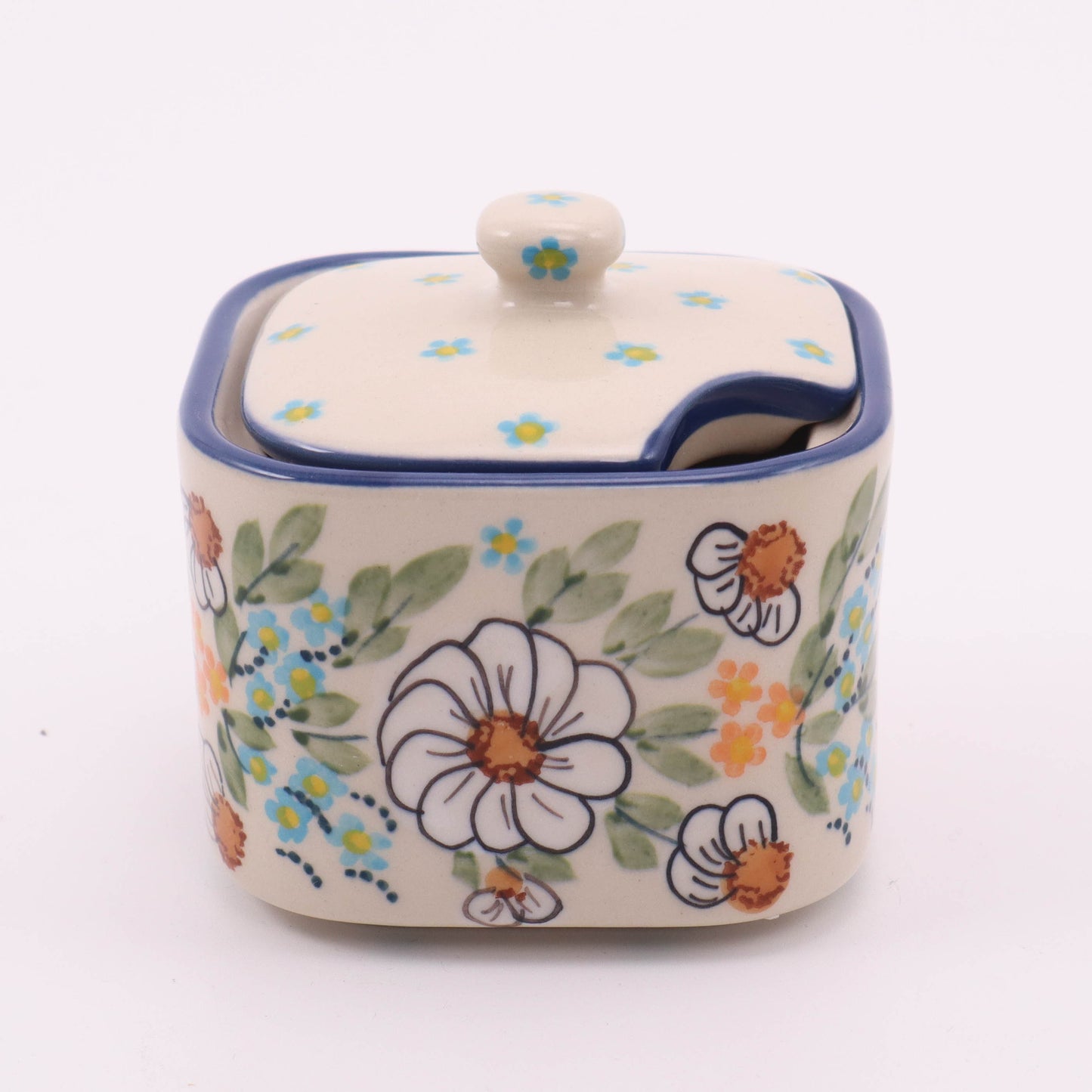 4"x4"x3" Sugar Bowl. Pattern: White Daisy