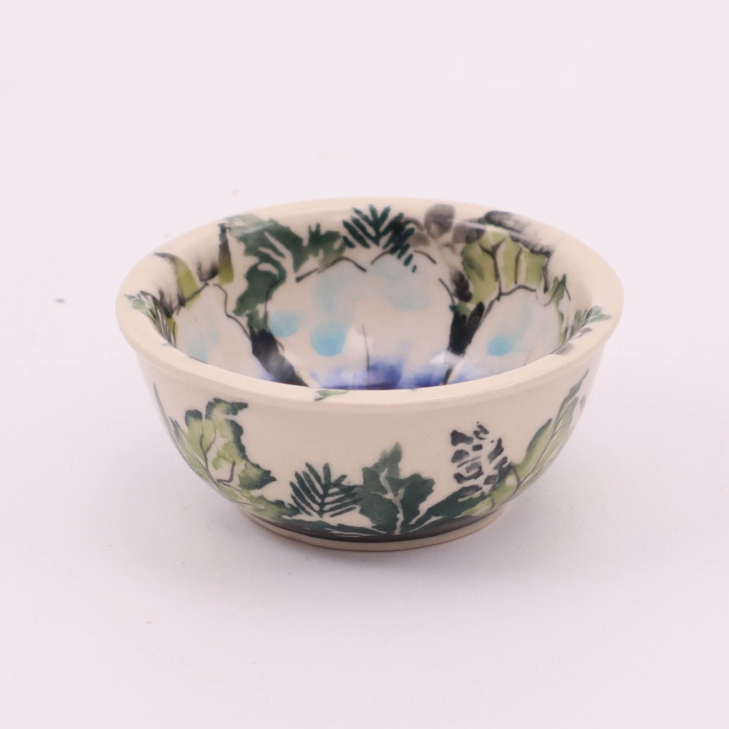 Small Dipping Bowl . Pattern: White With Cobalt