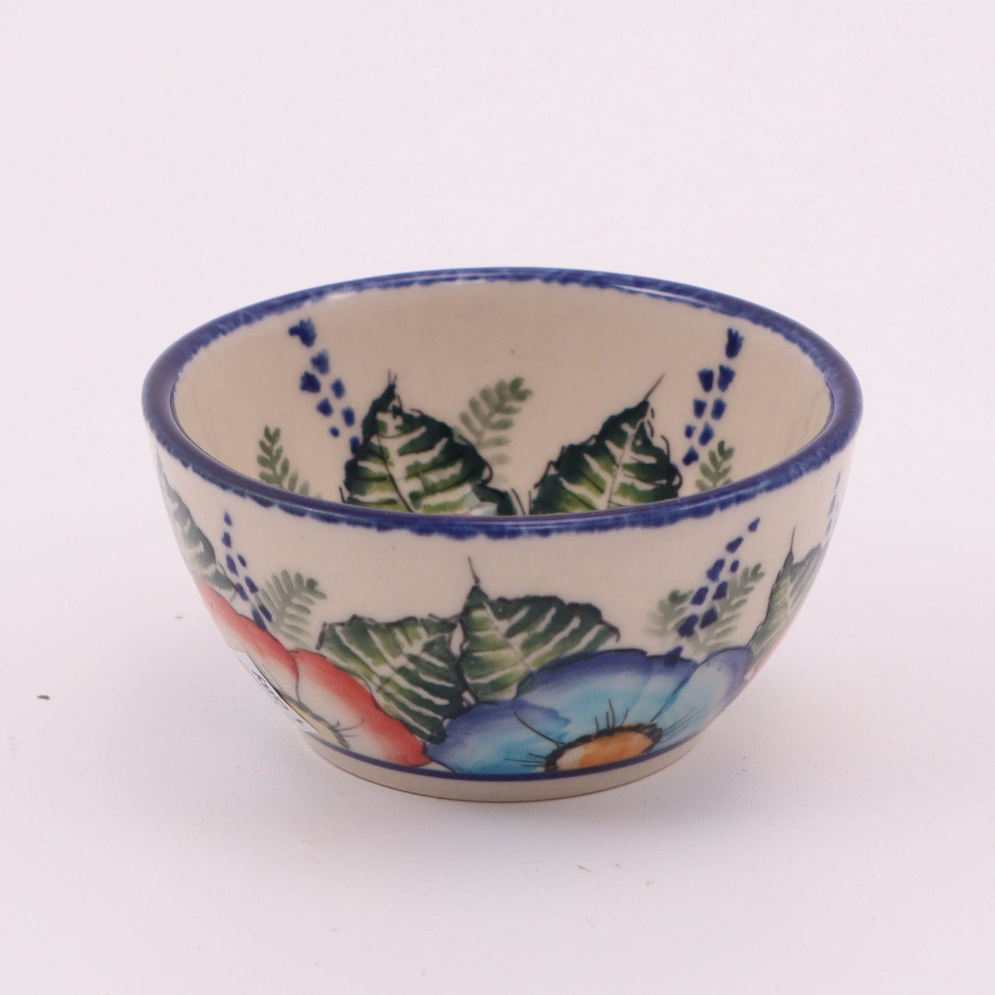 Medium Dipping Bowl . Pattern: Red and Blue