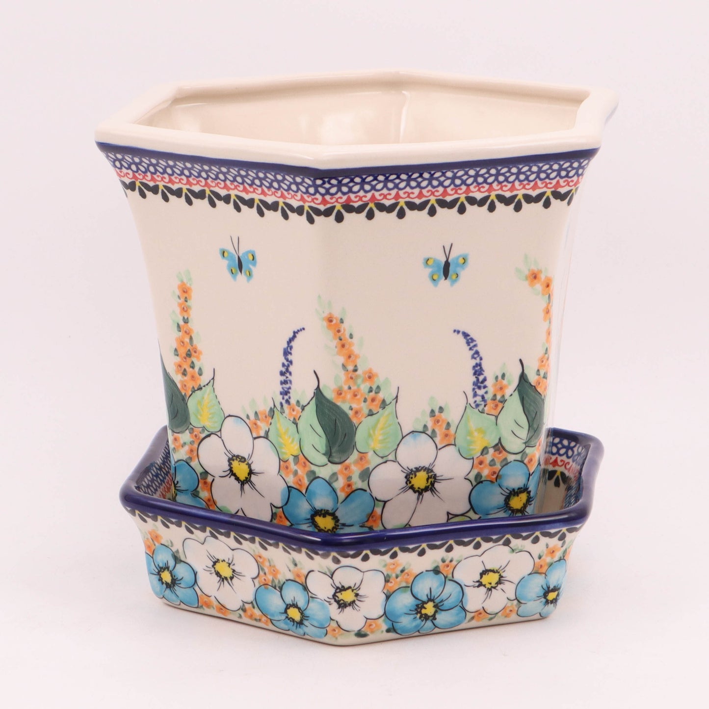 9" Hexagonal Flower Pot .Pattern: A54