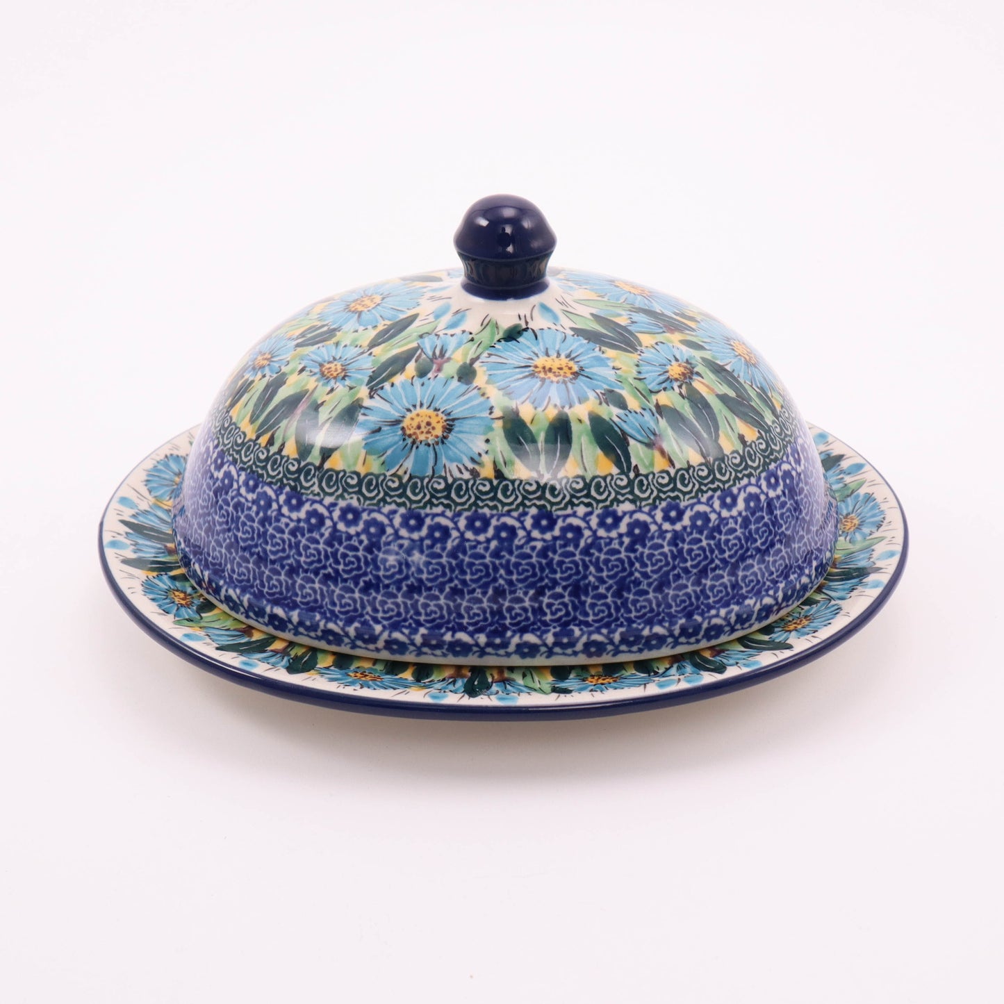8"x7"x4" Covered Dish. Pattern: Blue Aster