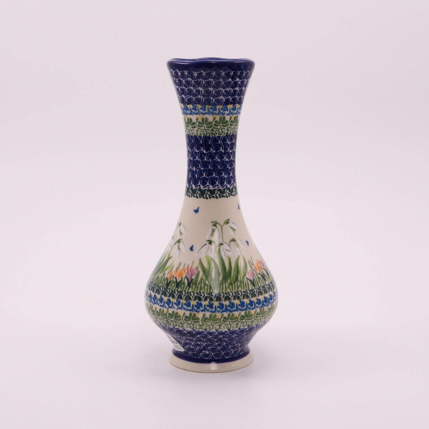 4"x9" Swirl Vase. Pattern: Snow Drops