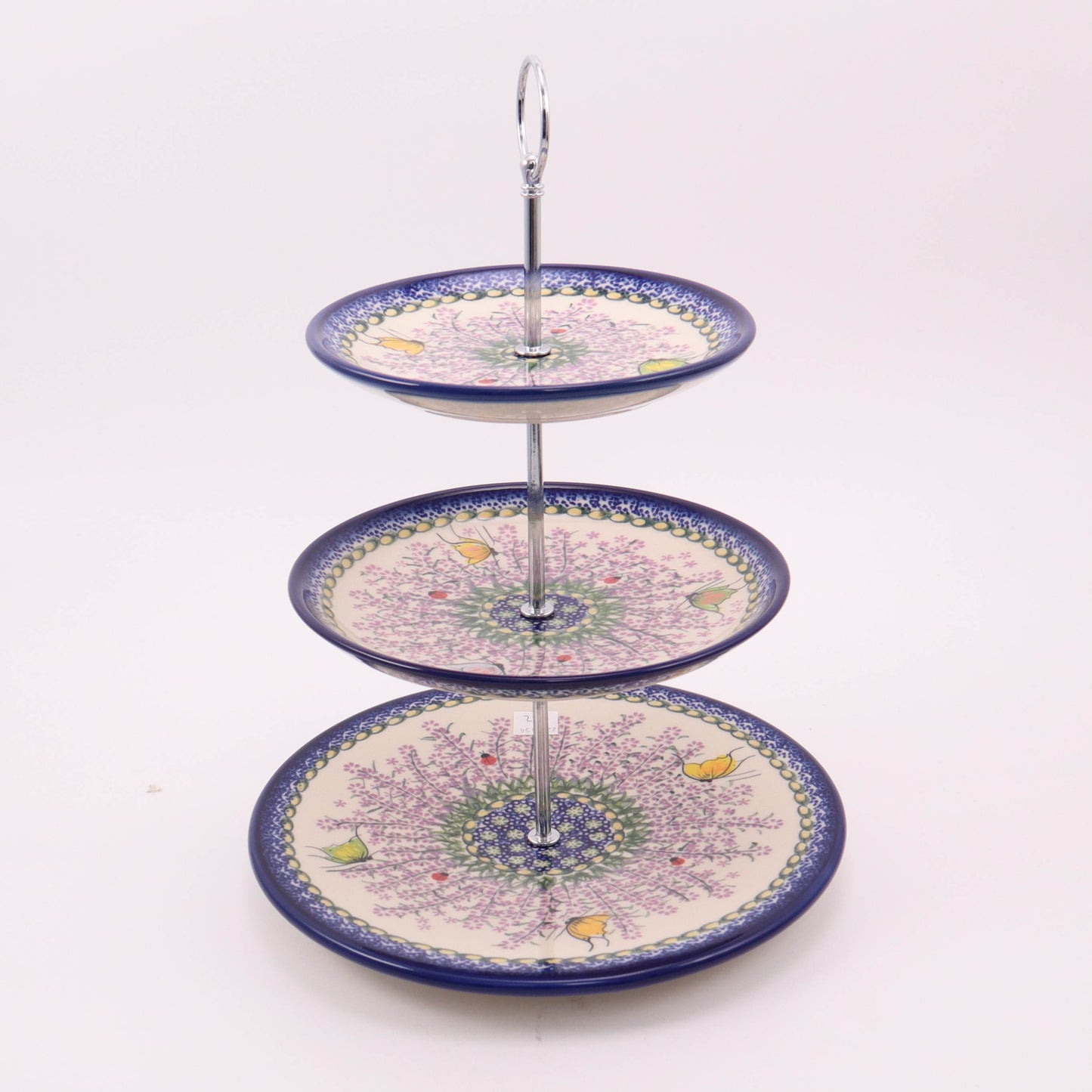 9"x9.5" 3-tier Round Cake Plate. Pattern: Lavender Fields