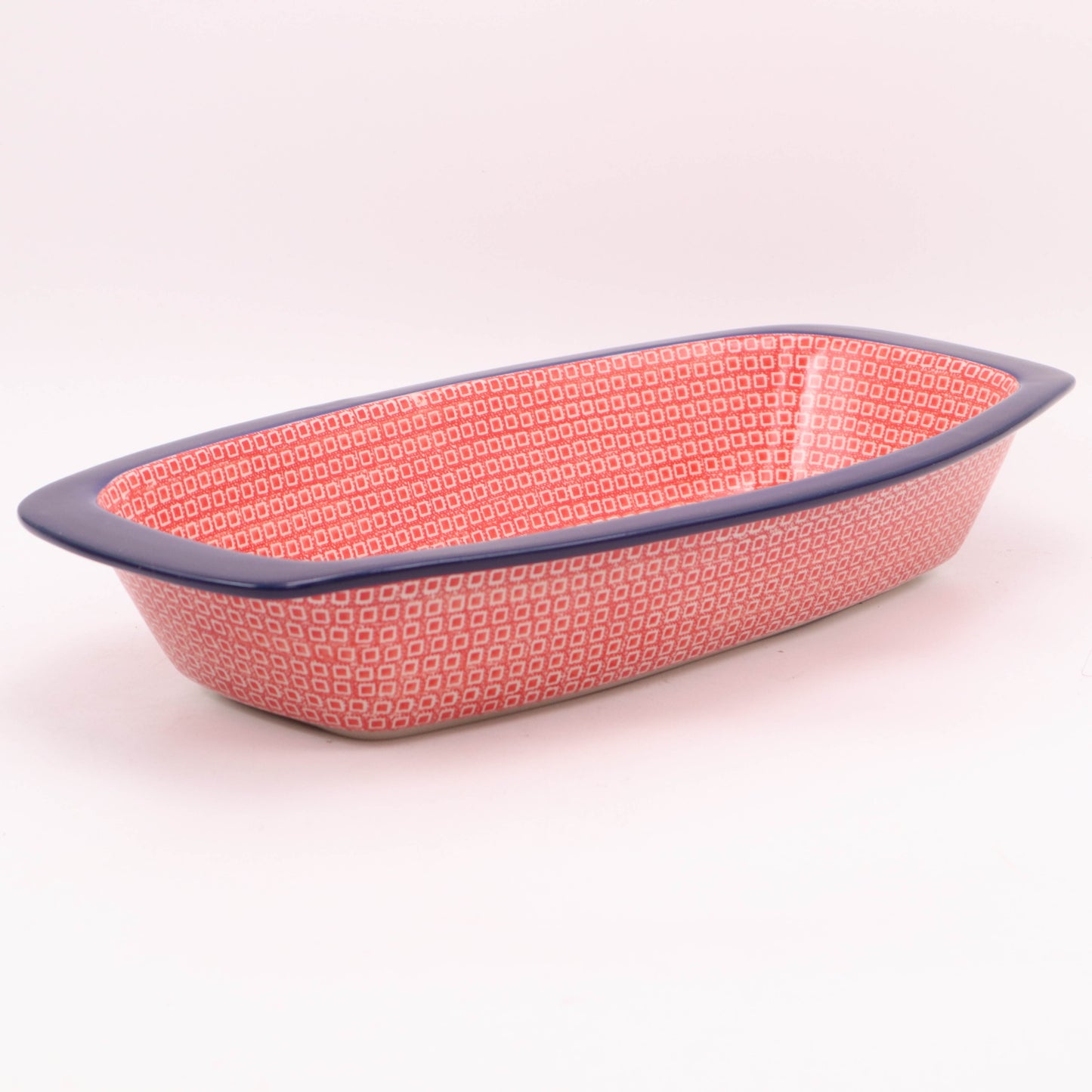 14"x7" Oval Baker .Pattern: Red Tiles